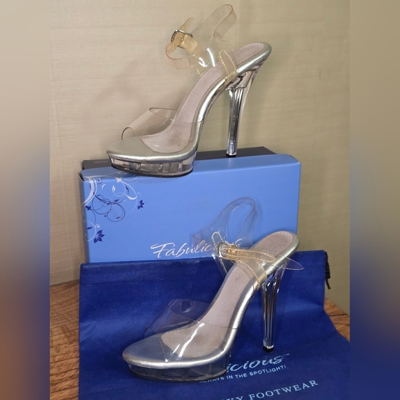 Pleaser Shoes - NPC BODYBUILDING HEELS, Pleaser Fabulicious LIP108 5" Clear Heels Women Size 7M
